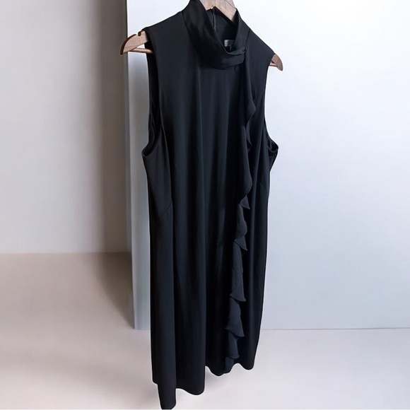 London Times Elegant Black Asymmetrical Ruffle Dress - Picture 3 of 4